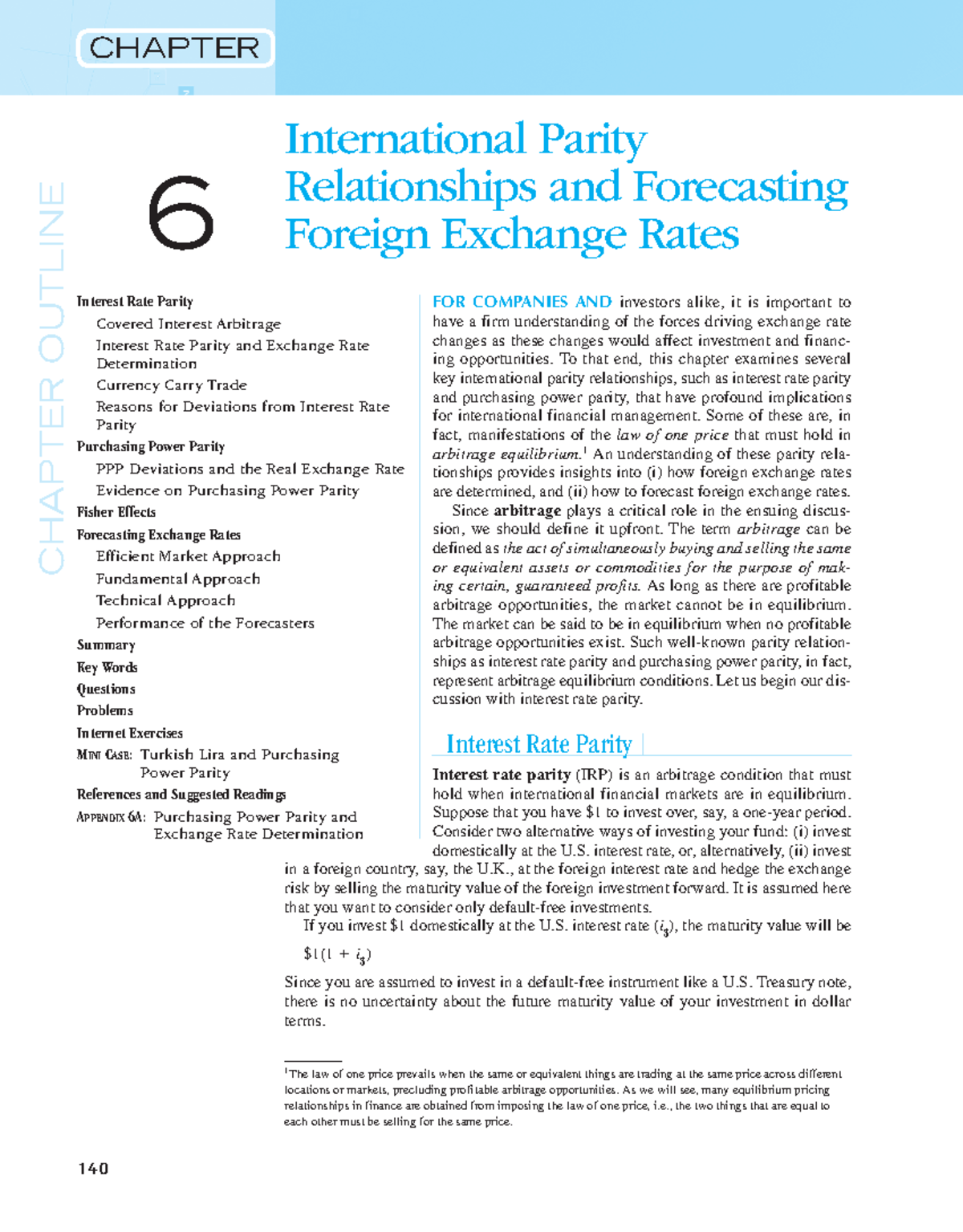 Chap 6 - Intl Parity Relationships & Forecasting FX Rates (FIN 205 ...