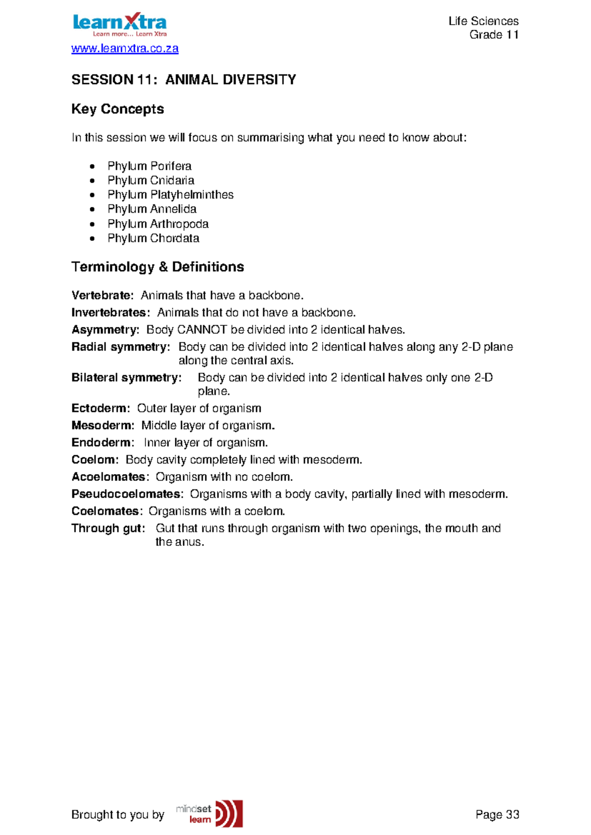 1697 fdoc - Grade 11 Term 2 Animal Diversity Notes - Studocu