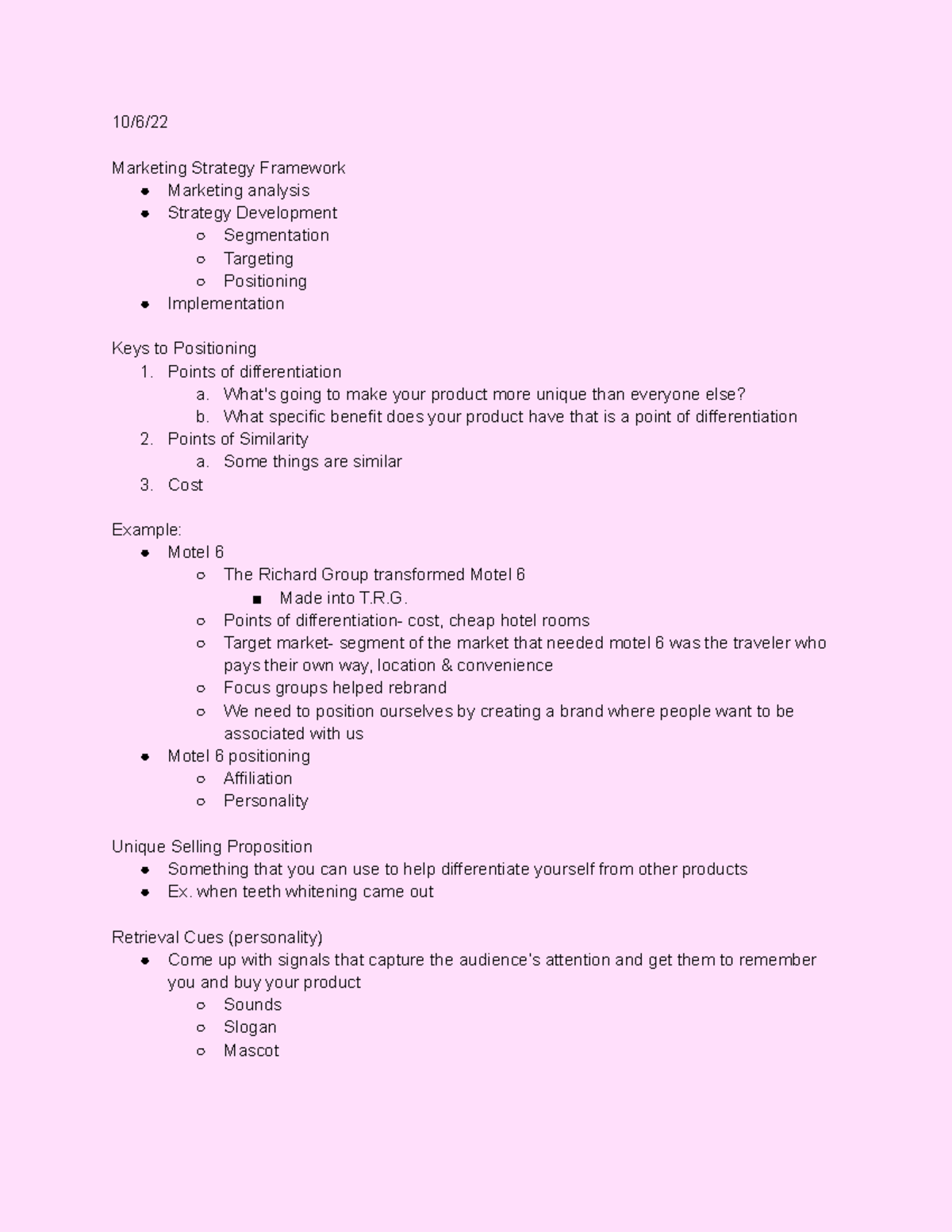MKT 101 Final Exam Study Notes: Marketing Strategy & Positioning ...