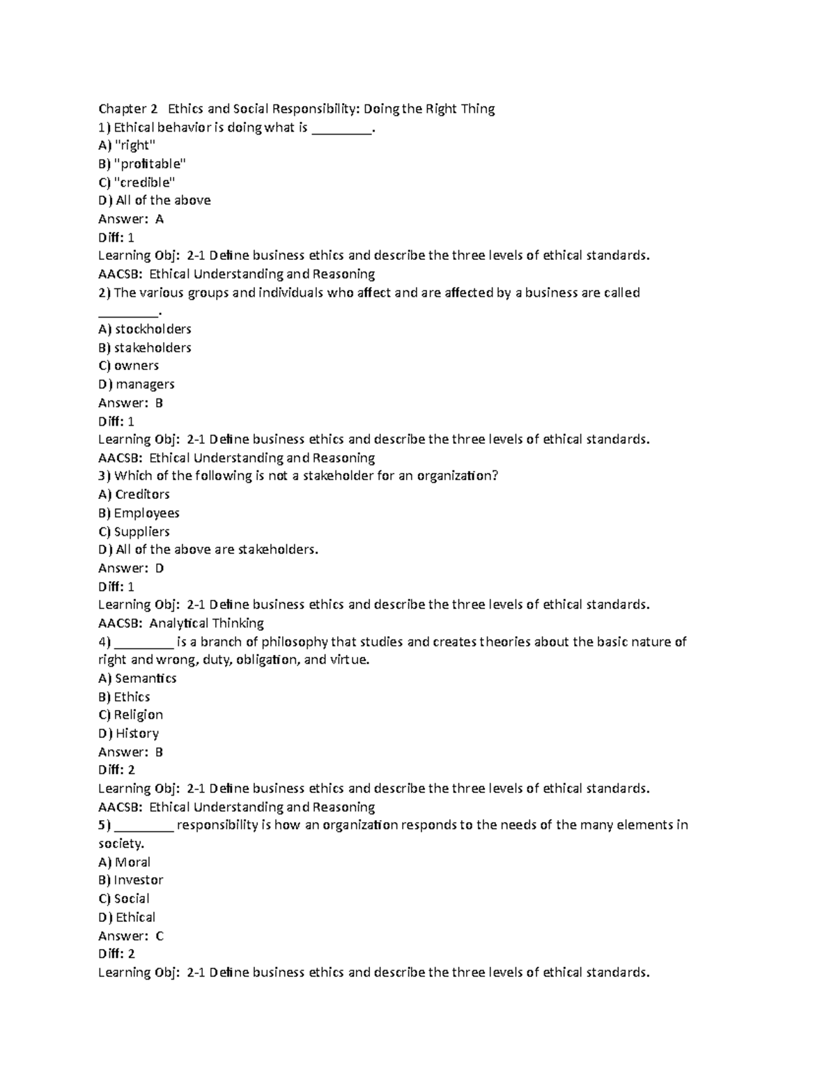 Chapter 2: Ethics and Social Responsibility Study Notes - Studocu