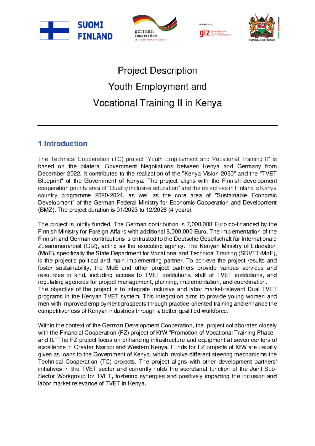 Youth Employment & Dual TVET II in Kenya - Project Overview - Studocu