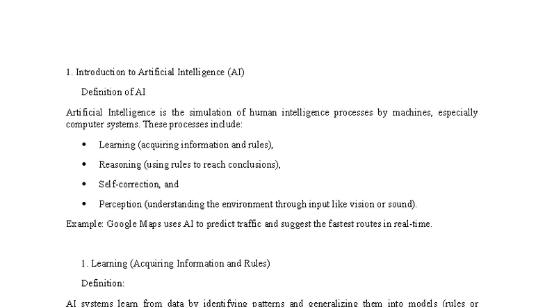 Gen AI UNIT 1: Introduction to AI Concepts and Applications - Studocu