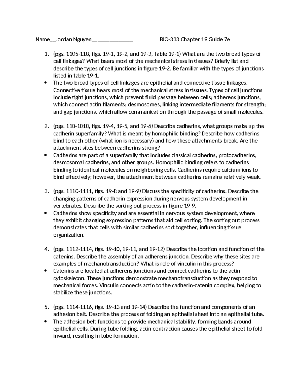 BIO-333 Chapter 19 Study Guide: Cell Junctions & Extracellular Matrix ...
