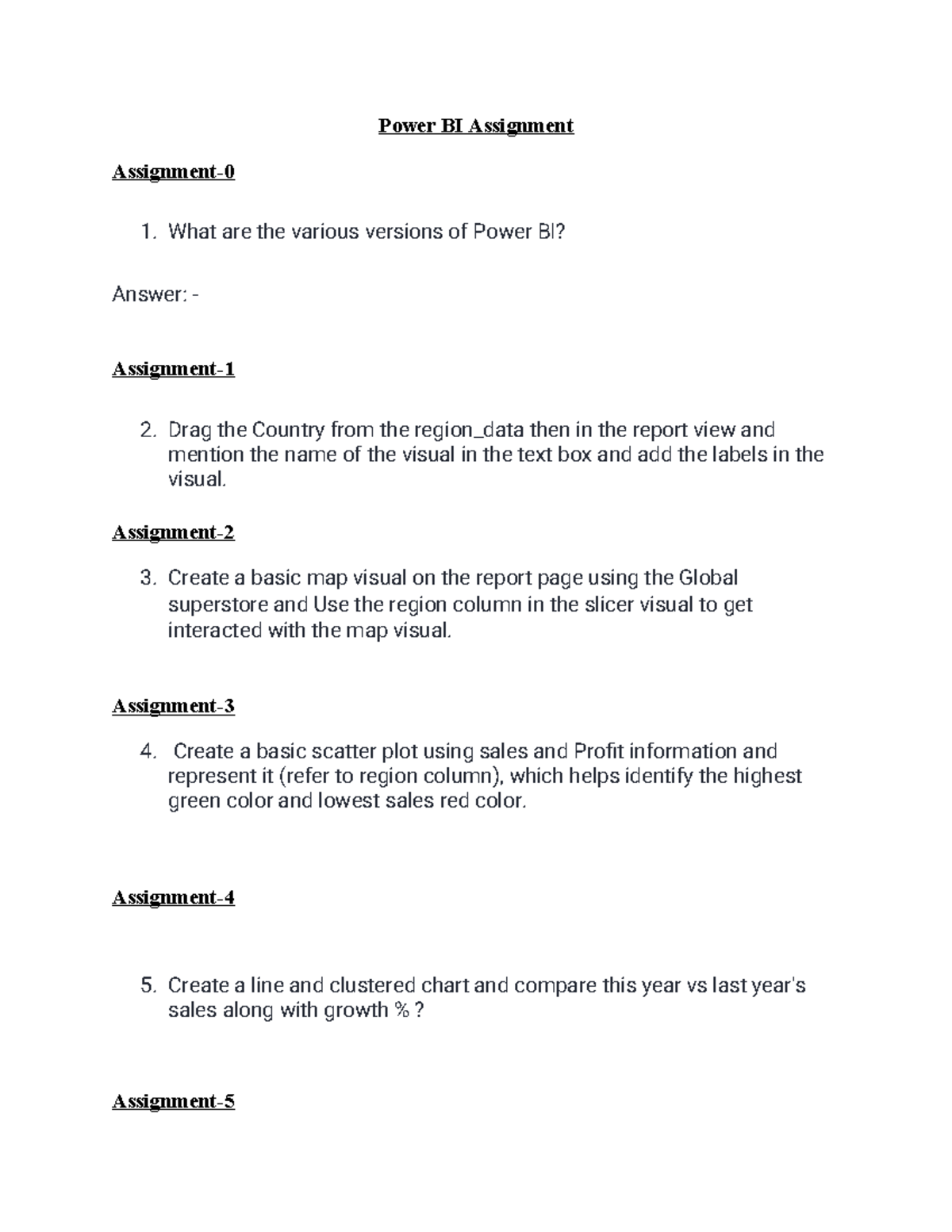 Power BI Assignment - Key Tasks and Exercises for Mastery - Studocu