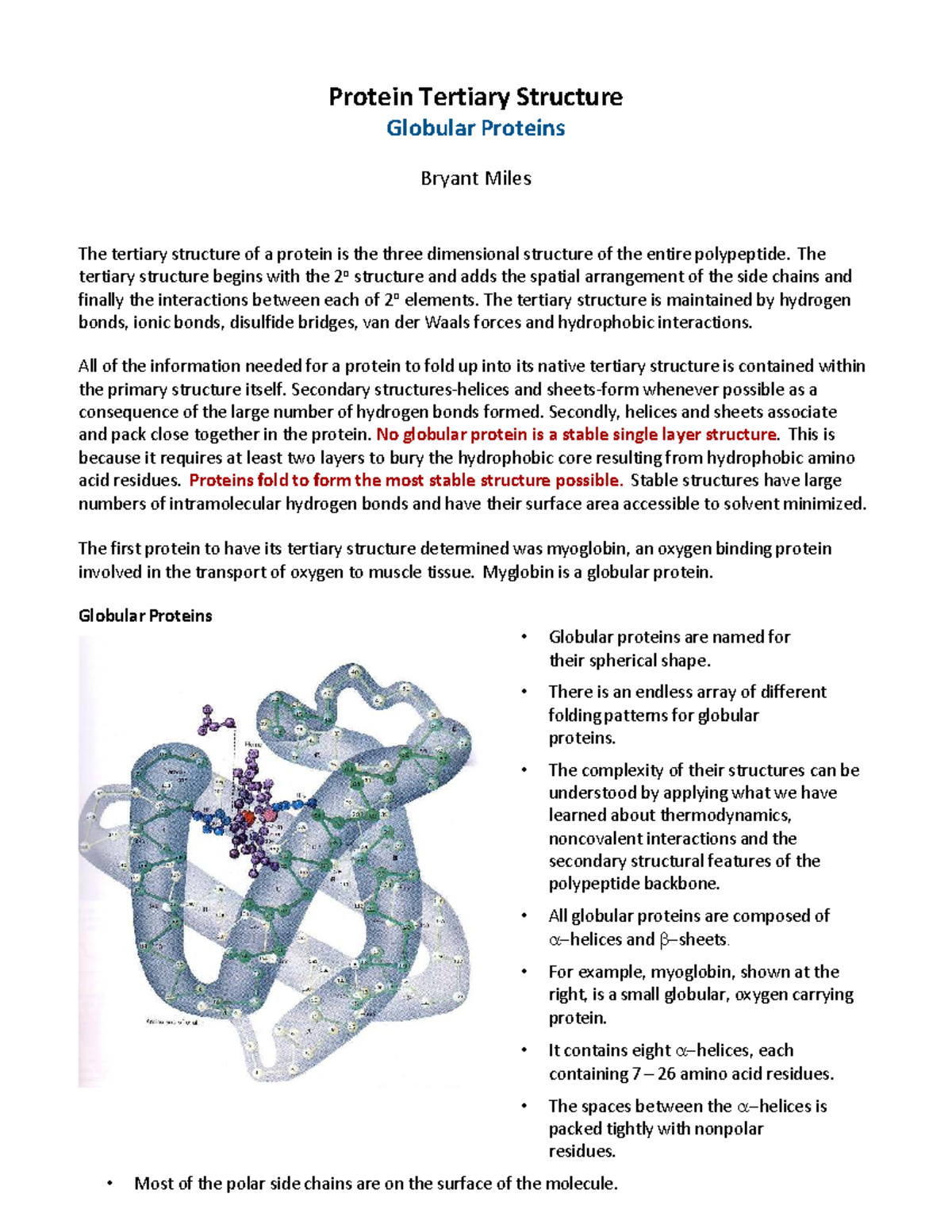 Hemoglobin and Myoglobin: Structure, Function, and Physiology (BIO