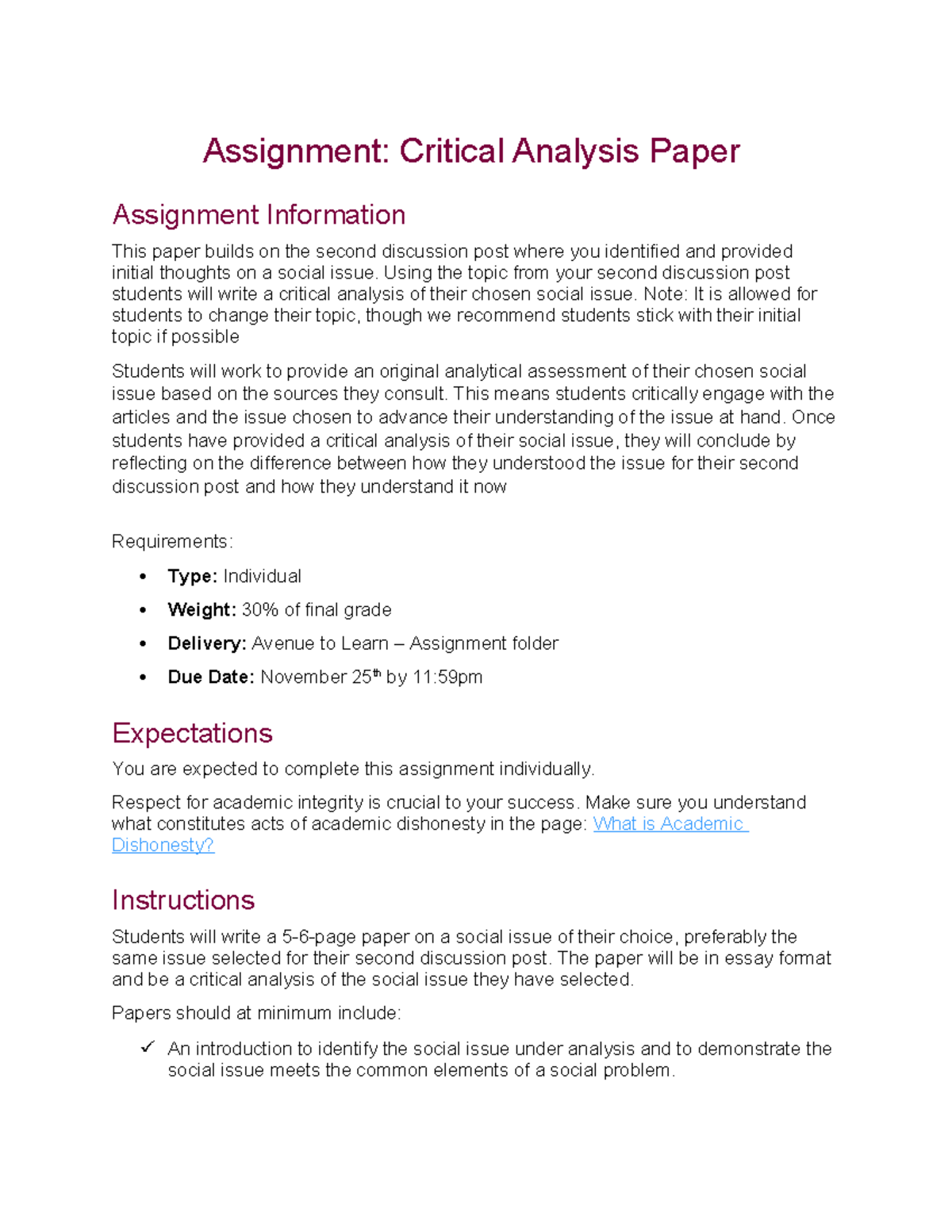 1AA3 2022 Critical Analysis Paper: Social Issue Evaluation Guide - Studocu