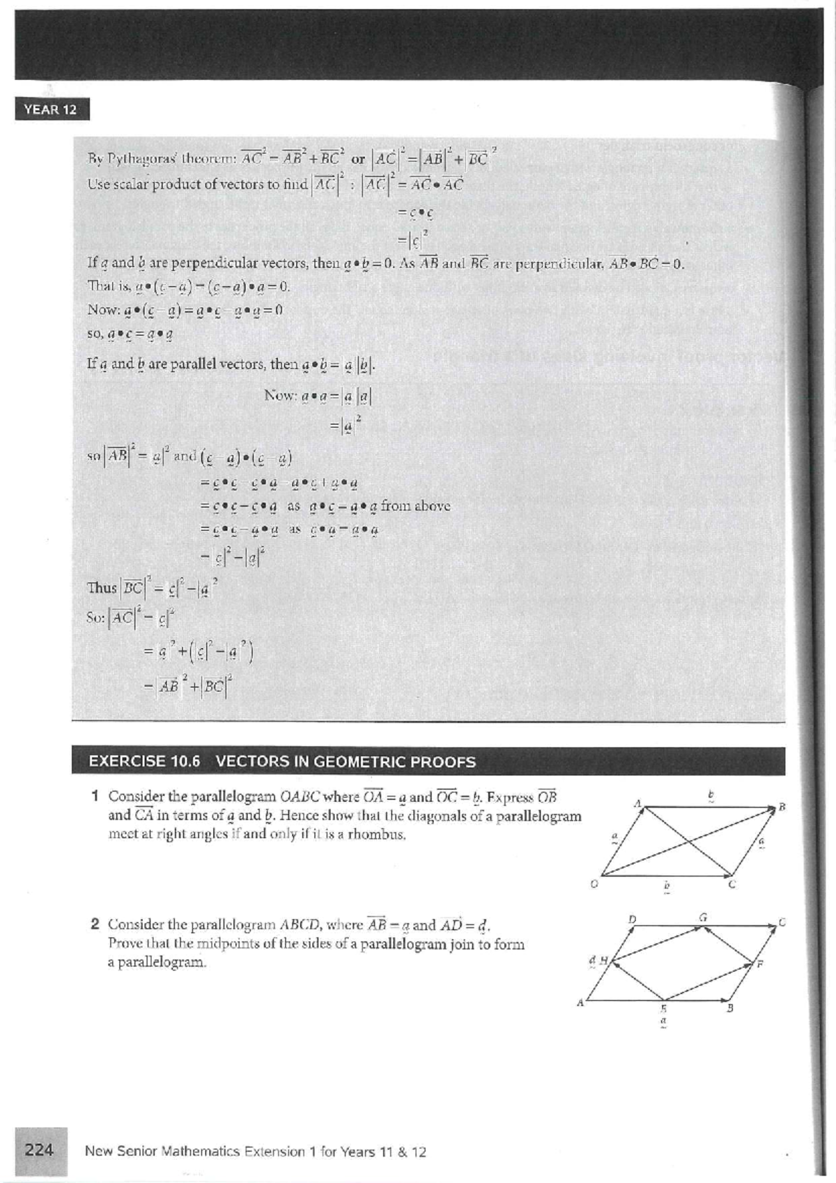 New Senior Mathematics Extension 1: Vector Proofs and Review - Studocu