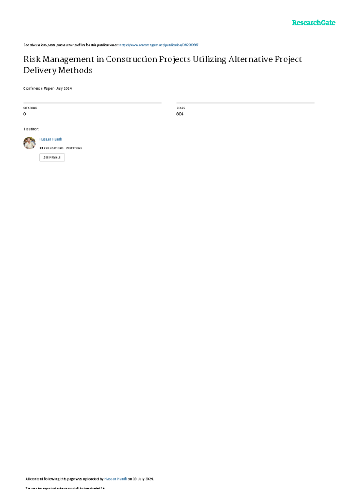 Risk Management in Construction Projects: Exploring CMAR Methods - Studocu