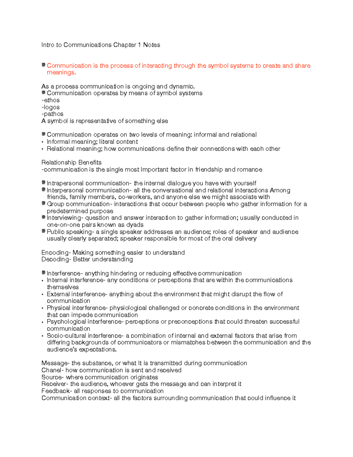 Intro to Communications CH 1-6 Notes: Concepts and Key Topics - Studocu