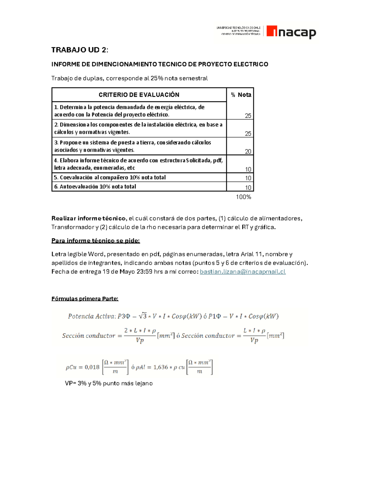 Trabajo UD 2 Calculo de proyectos - TRABAJO UD 2: INFORME DE ...
