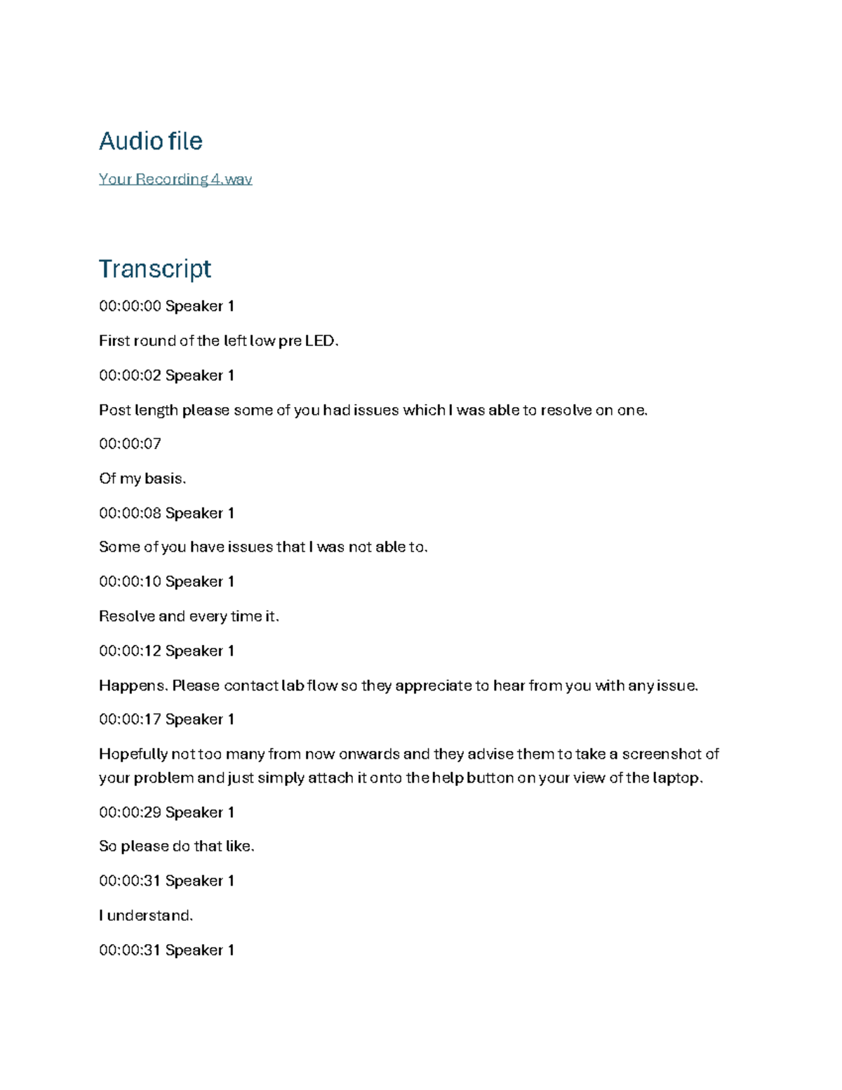 Lecture notes for bisc - Audio file Your Recording 4 Transcript 00:00: ...