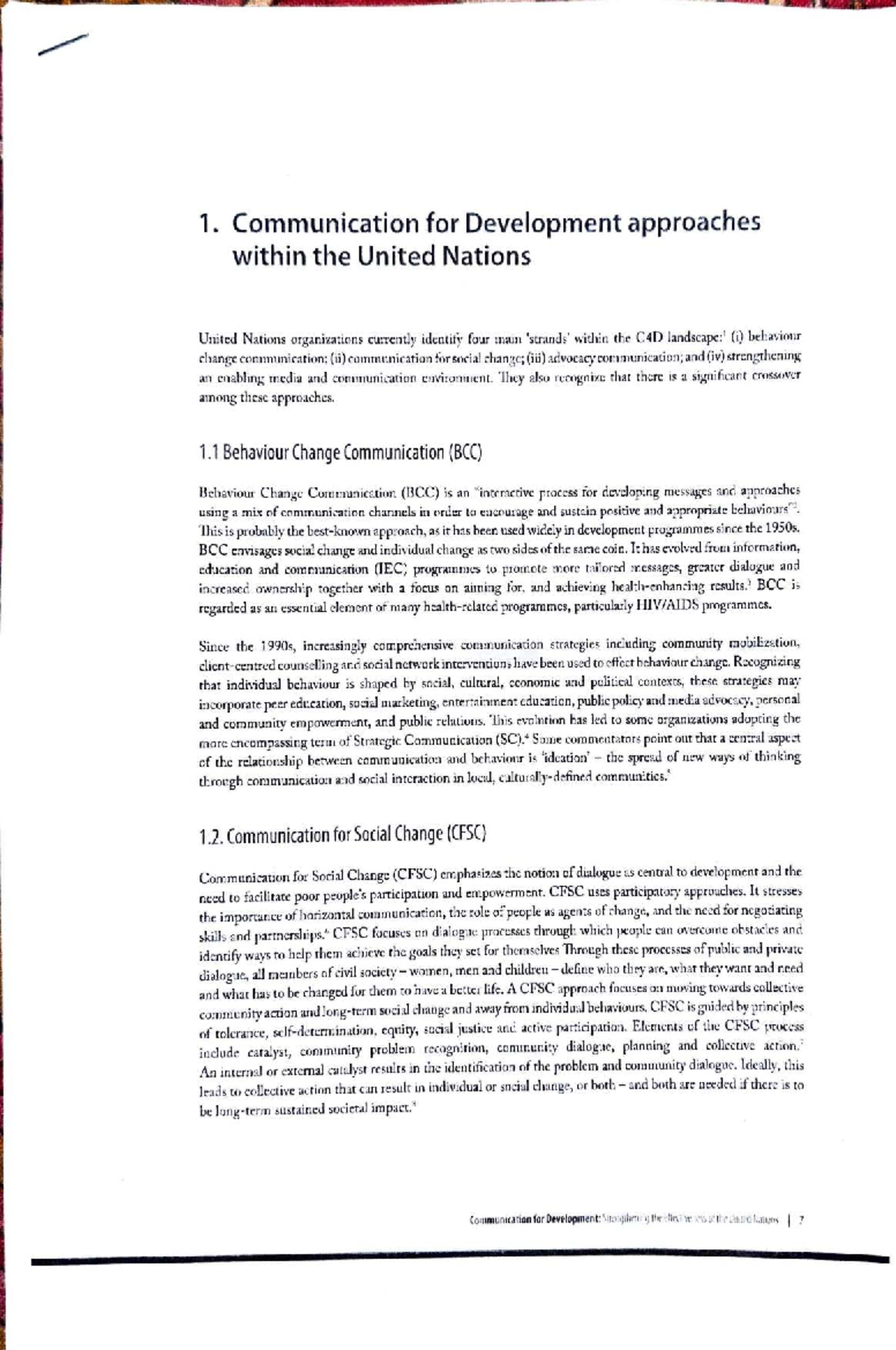 C4D Strategies: Enhancing Communication for Development in the UN - Studocu