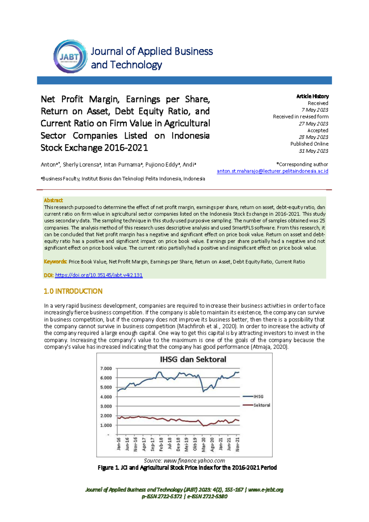 Impact of Financial Ratios on Firm Value in Agricultural Sector ...