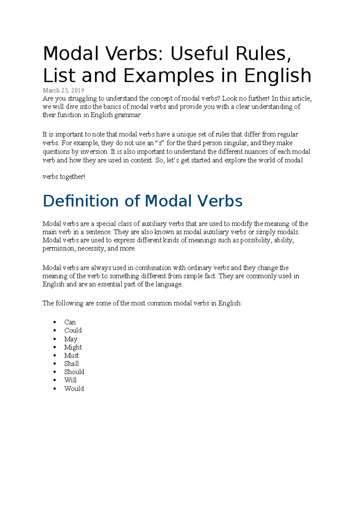 Modal Verbs Explained: Rules, Examples & Usage for Engineers - Studocu