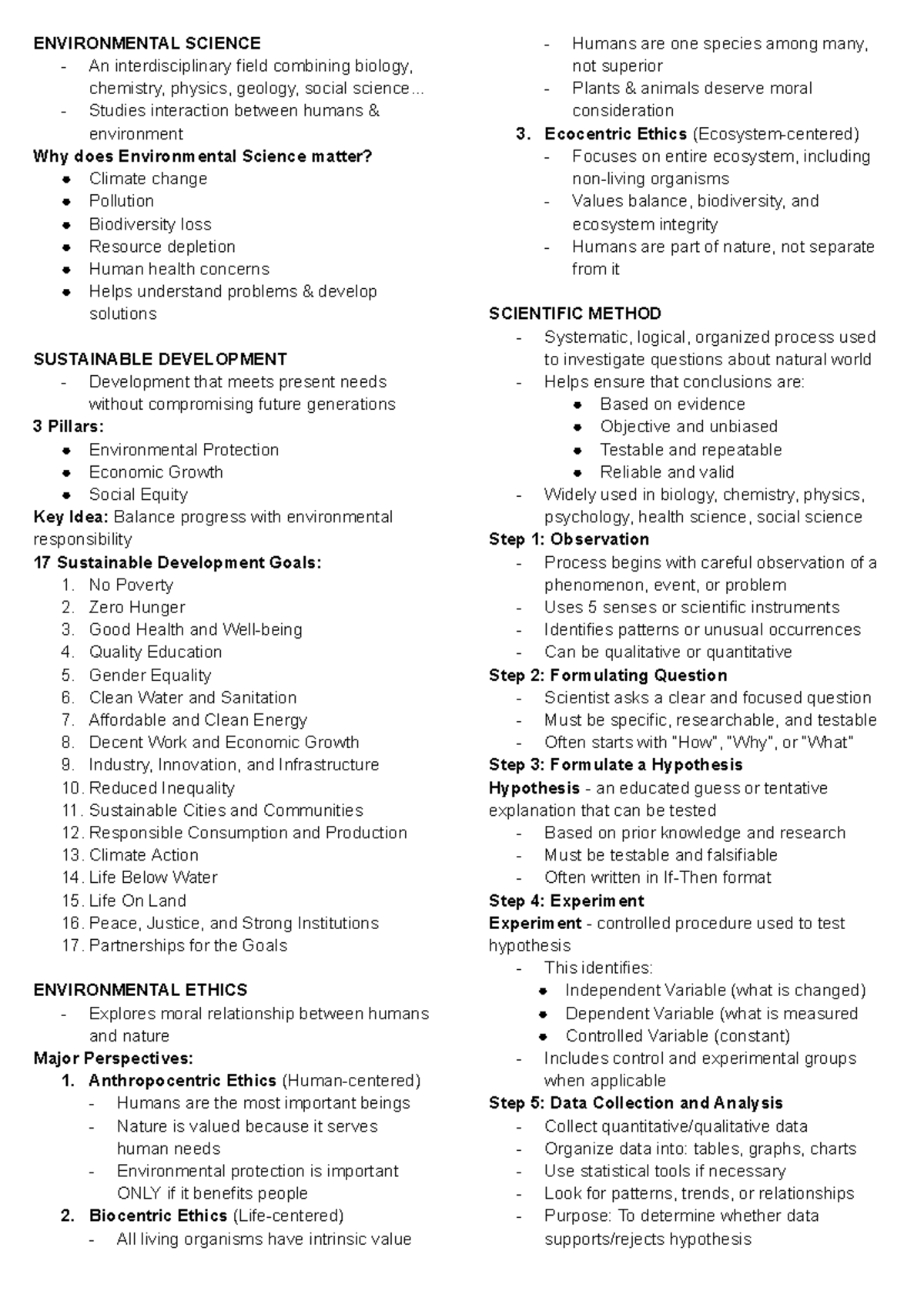 Ge15 Final Exam Coverage: Environmental Science Key Concepts - Studocu