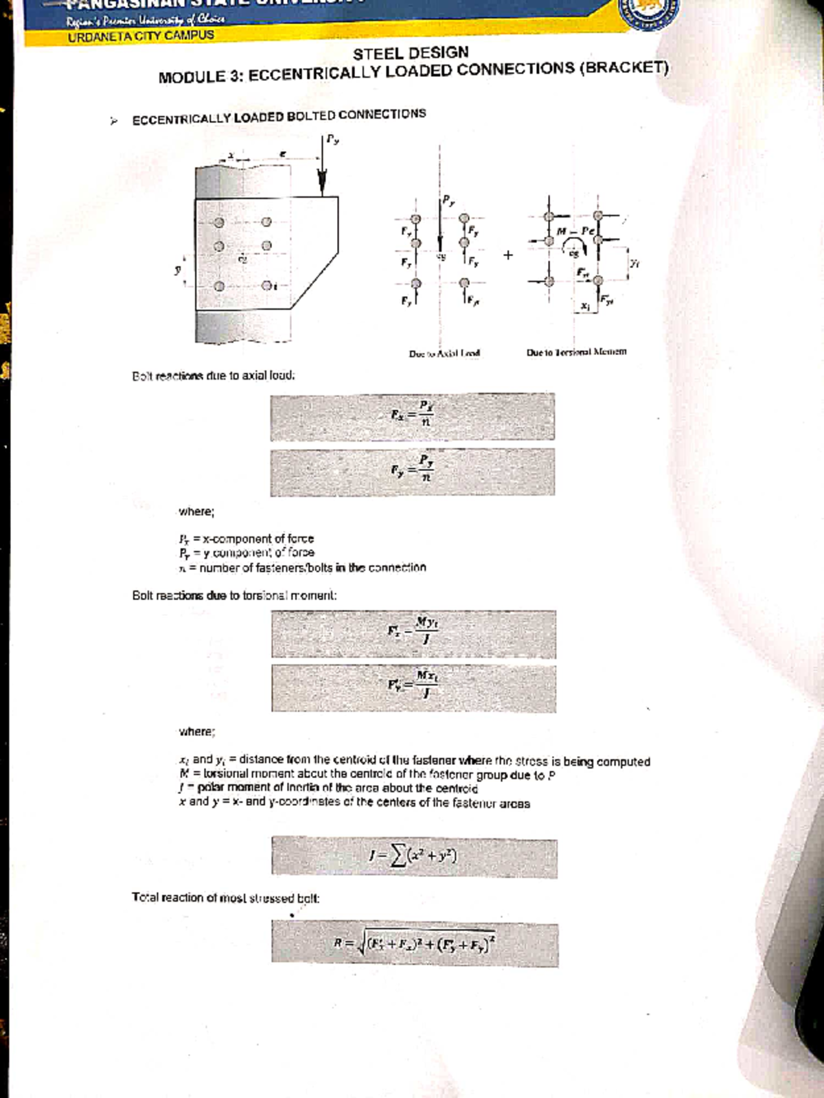 Bracket Connections and Eccentrically Loaded Bolted Welded Structures - CE Board 2023 - Document Preview