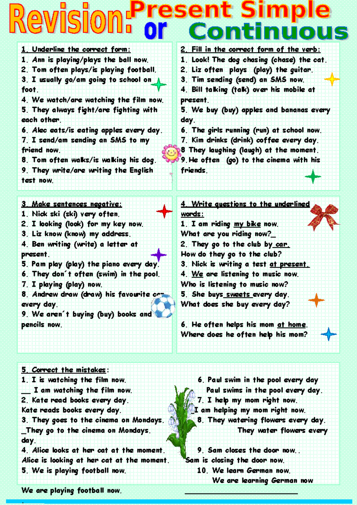 Present Continuous Exercises for Course 6-6 - Studocu