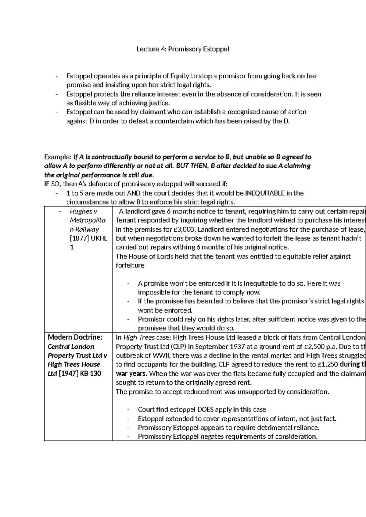 Lecture 4: Understanding Promissory Estoppel and Its Applications - Studocu