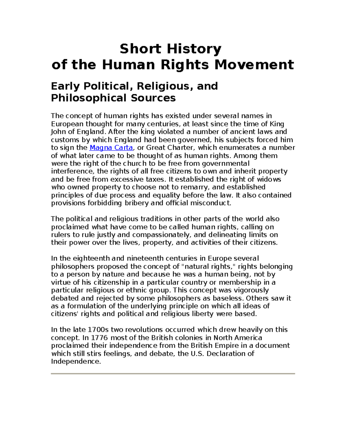 1 A Short History on Human Rights - Short History of the Human Rights ...