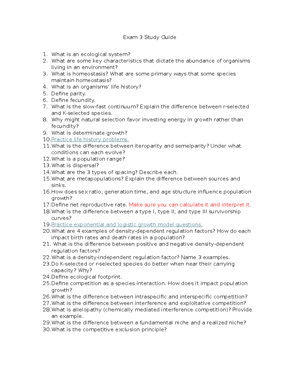 Exam 3 Study Guide for Ecology: Key Concepts & Topics - Studocu