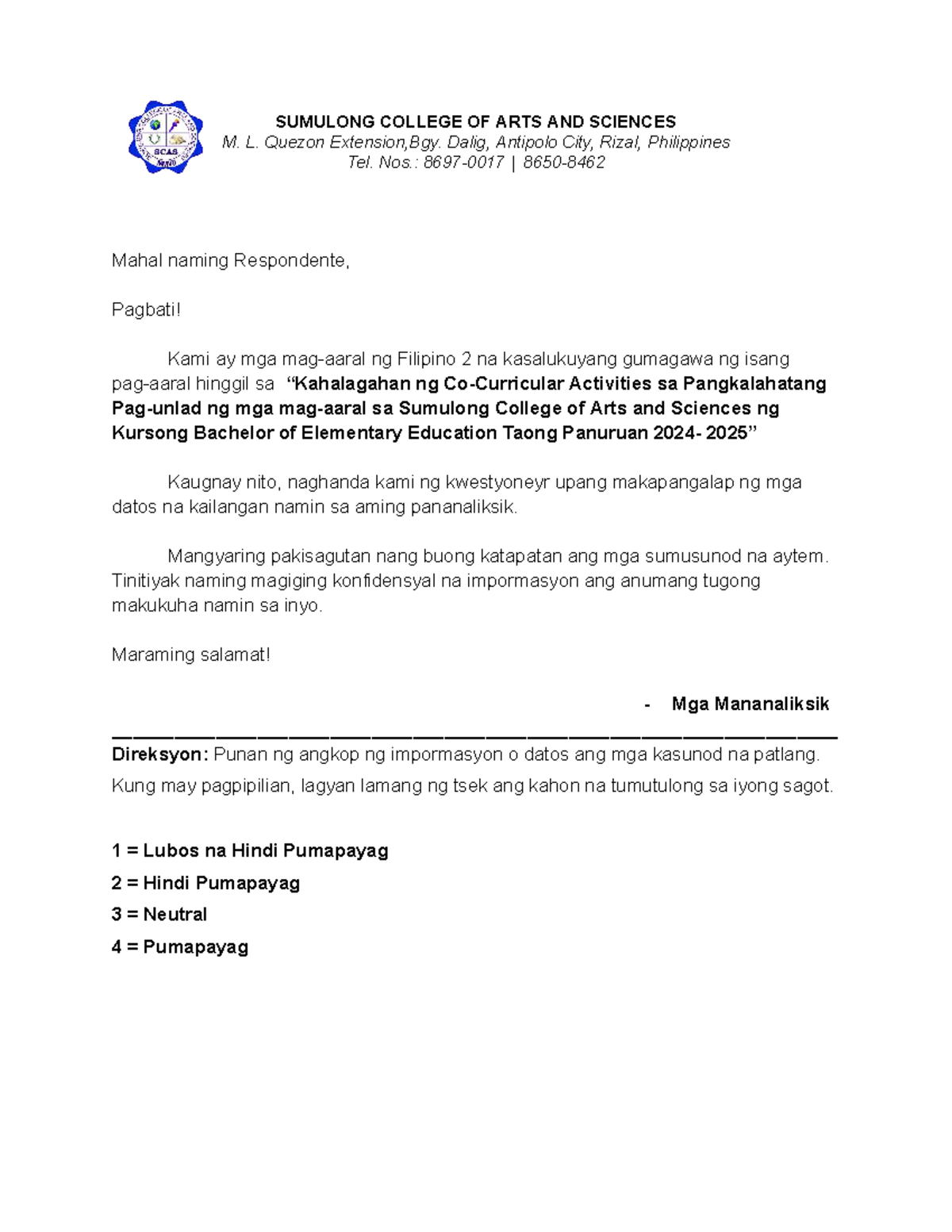 Questionnaire on the impact of activities on academic performance - Studocu