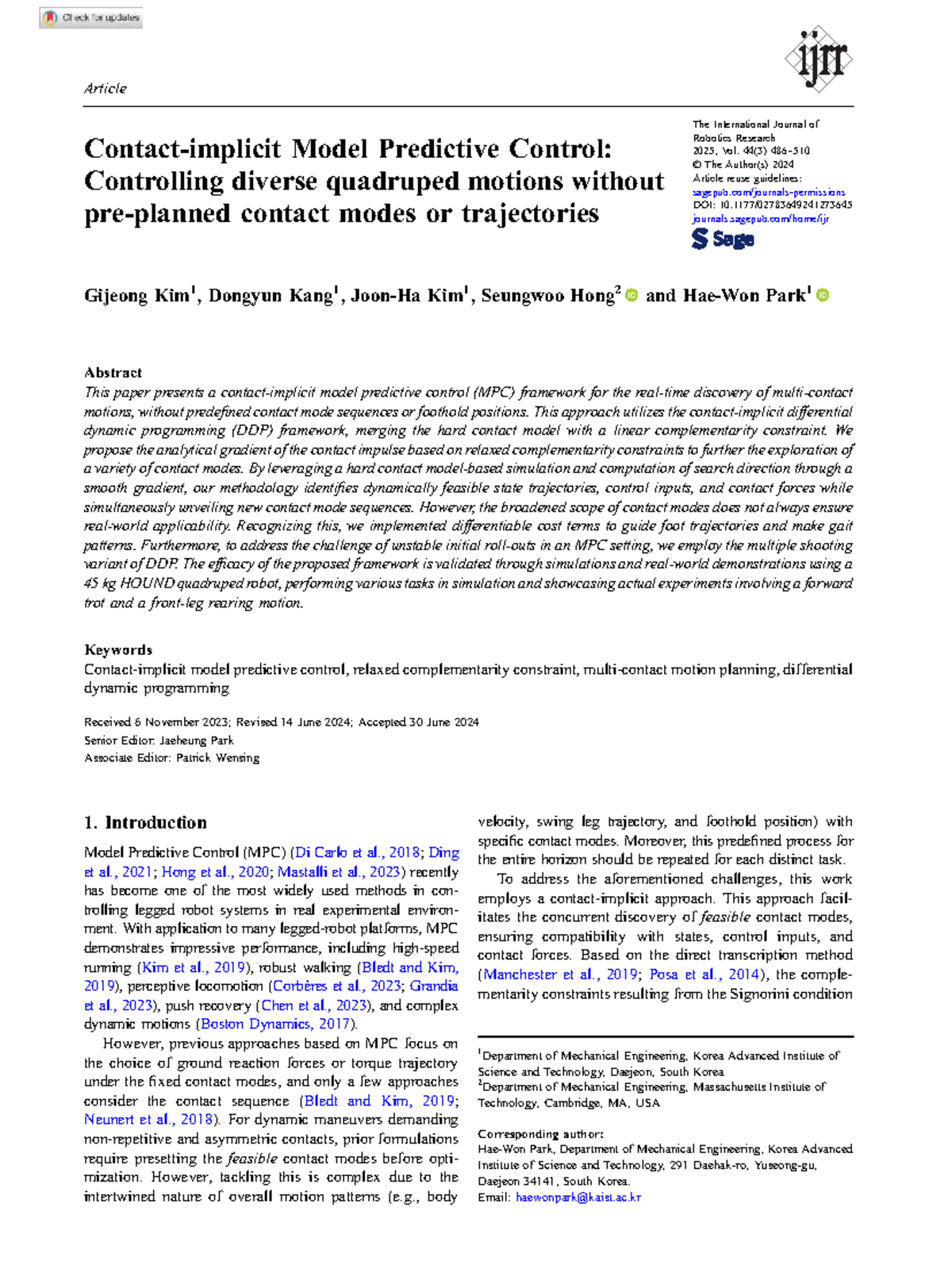 Contact-Implicit MPC: Diverse Quadruped Motion Control Without Pre ...