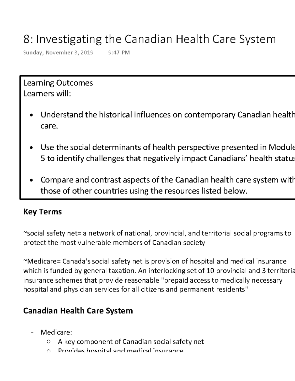 Investigating the CHA: Understanding Canada's Health Care System - Studocu