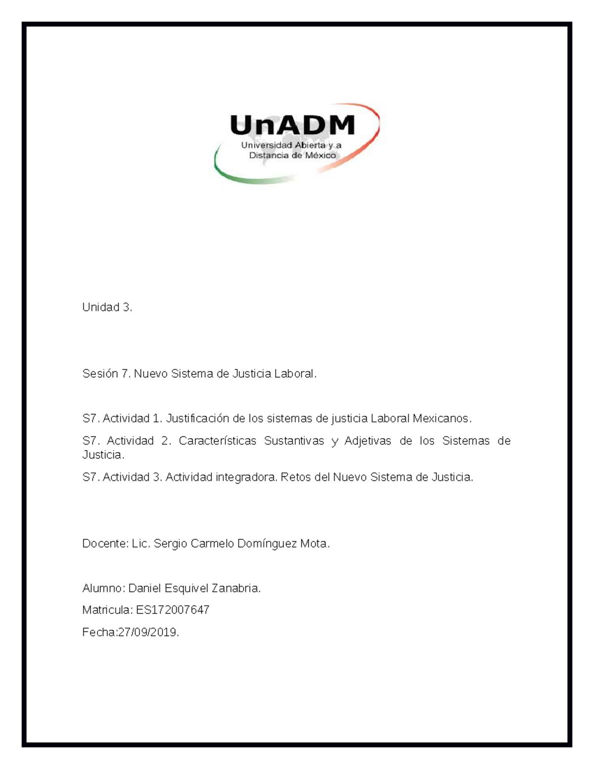 M11 U3 S7 DAEZ - Unidad 3. Sesión 7. Nuevo Sistema de Justicia Laboral ...
