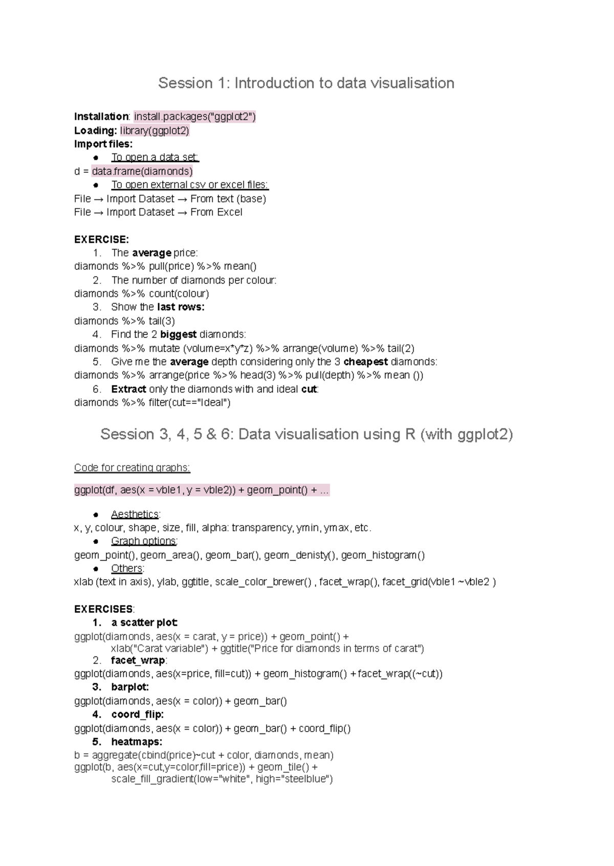 Final Exam Notes: Data Visualisation & Insights (R Studio) - Studocu