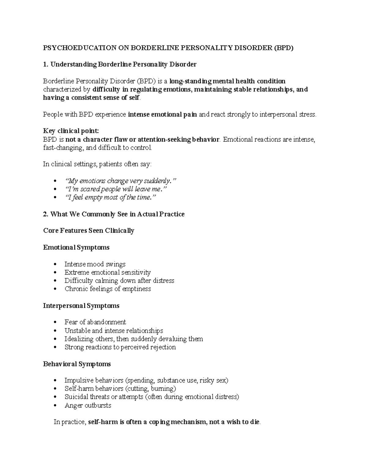 Psychoeducation on Borderline Personality Disorder (BPD) Insights and ...