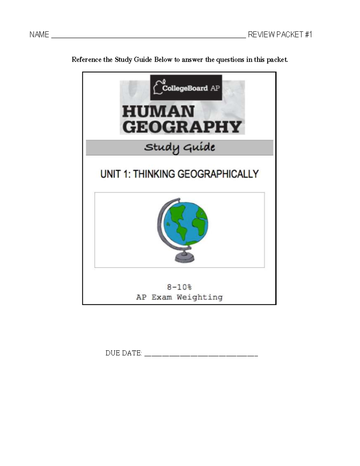 Unit 1 Study Guide Questions: Geography Concepts & Projections - Studocu