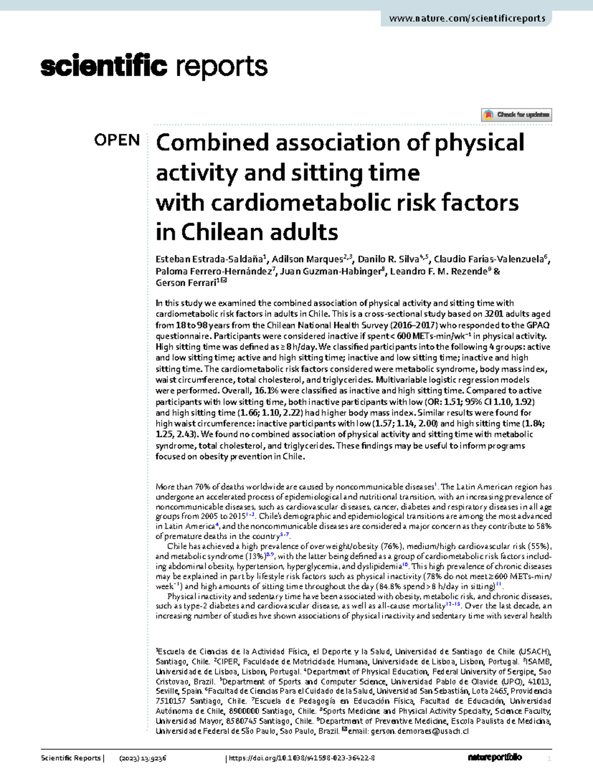 Combined Effects of Physical Activity and Sitting Time on ...