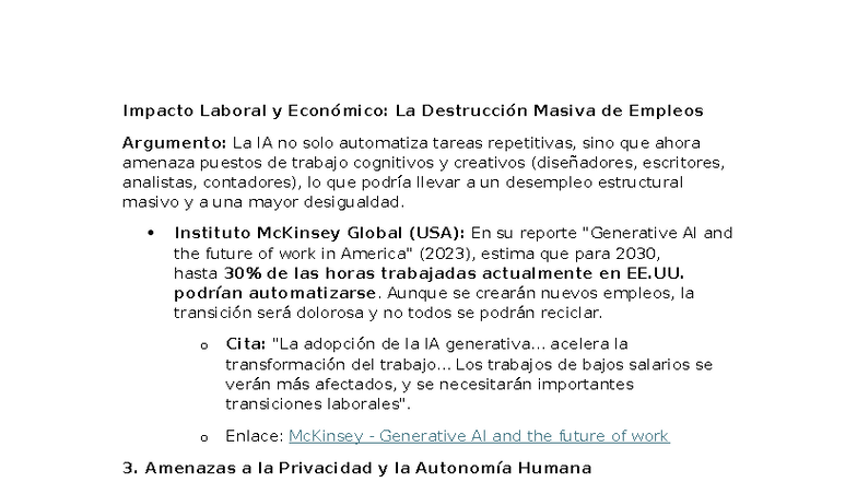 Debate sobre el Impacto de la IA en el Empleo y la Sociedad - Studocu