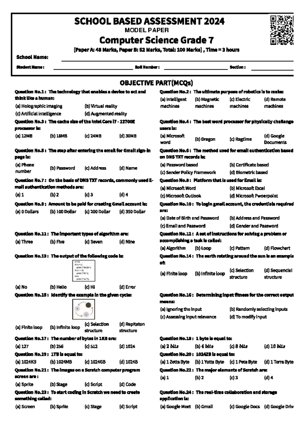G7 Model Papers Combined 2024: Comprehensive Exam Review - Studocu