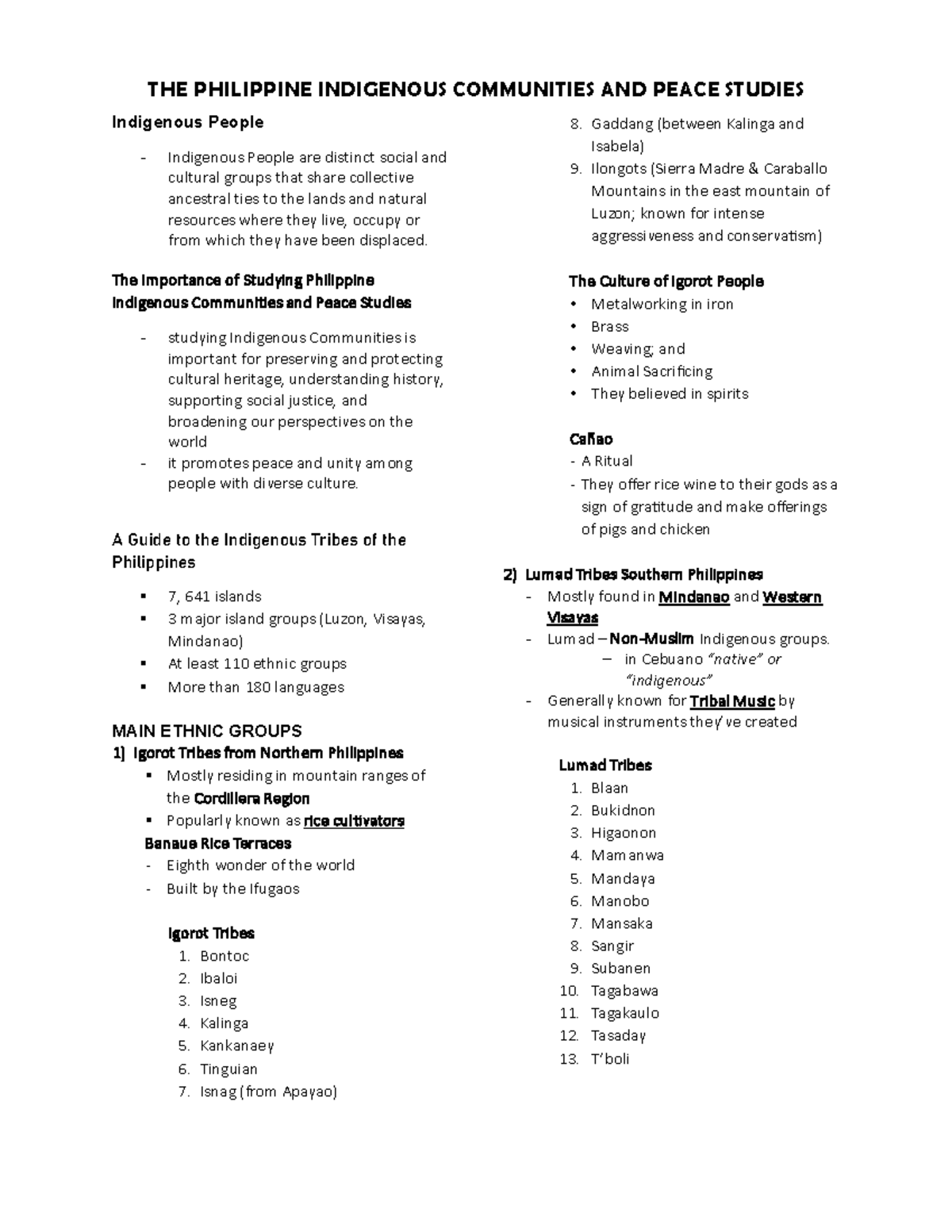 Philippine Indigenous Communities Lesson 1: An Overview of Major Ethnic ...