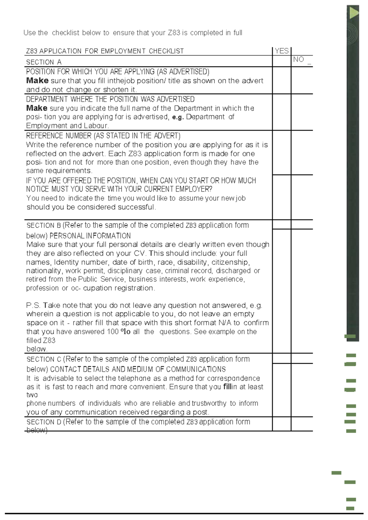 Z83 Form Completion Guide: Essential Checklist for Applicants - Studocu