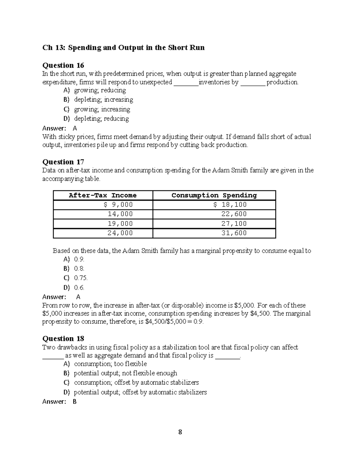 Palsi notes 2023 week9 - 8 Ch 13: Spending and Output in the Short Run