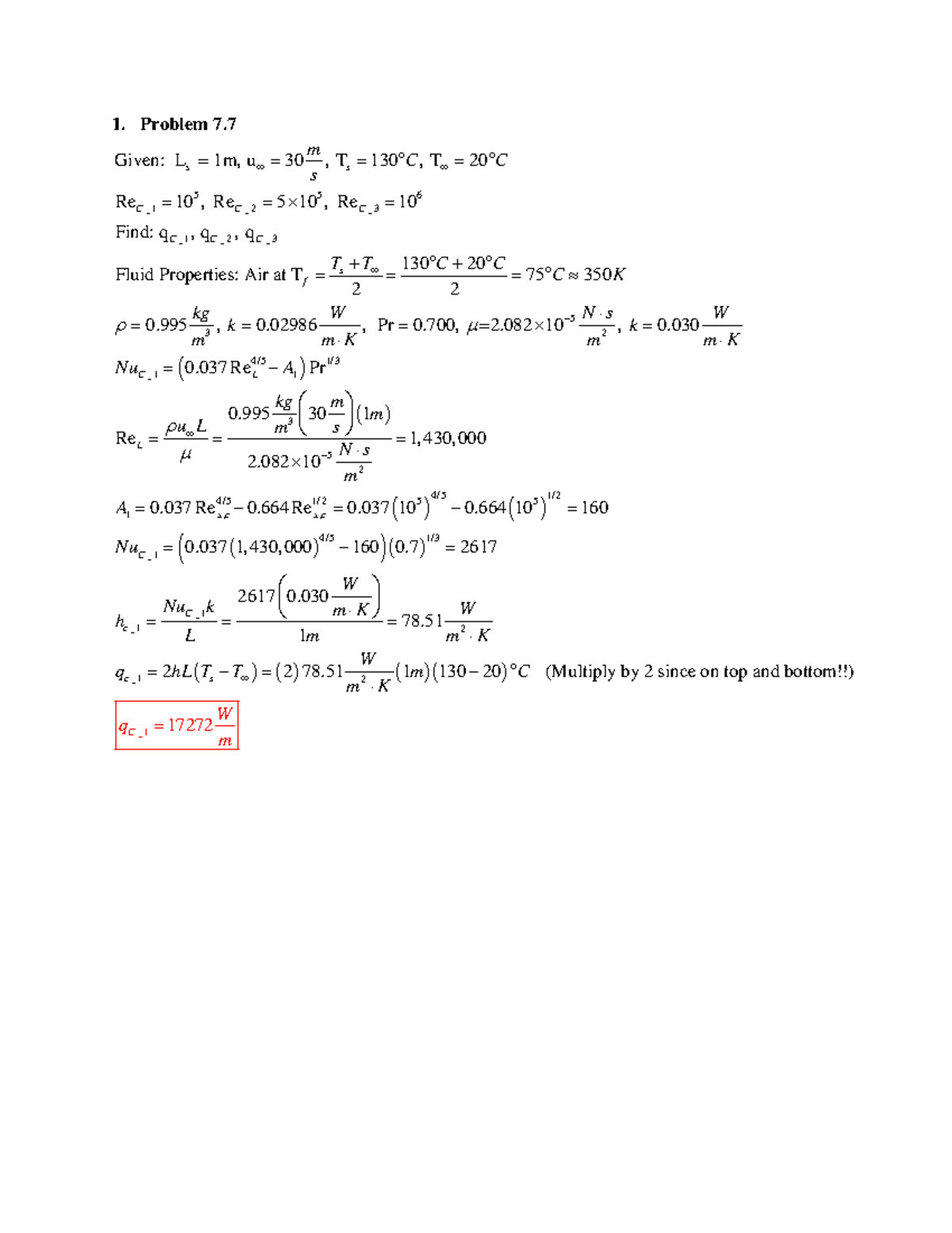 HW 6 Solutions - Heat transfer homework solution - 1. Problem 7. s 5 5 ...