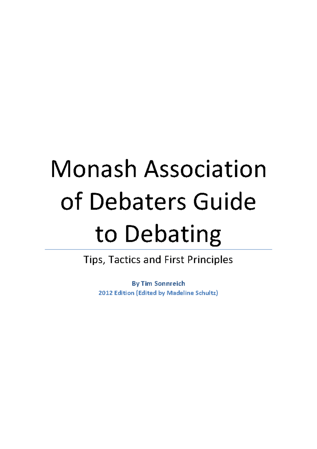 Guide to Debating Techniques and Tactics - MAD Edition - Studocu