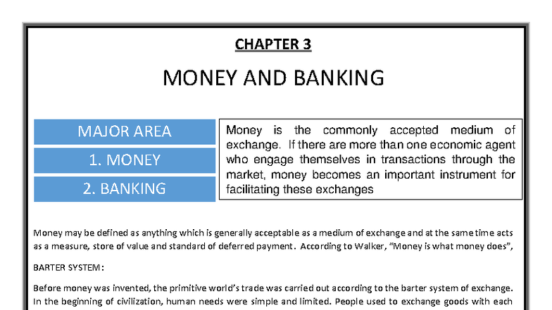 CHAPTER 3: MONEY AND BANKING - ESSENTIAL CONCEPTS AND FUNCTIONS - Studocu