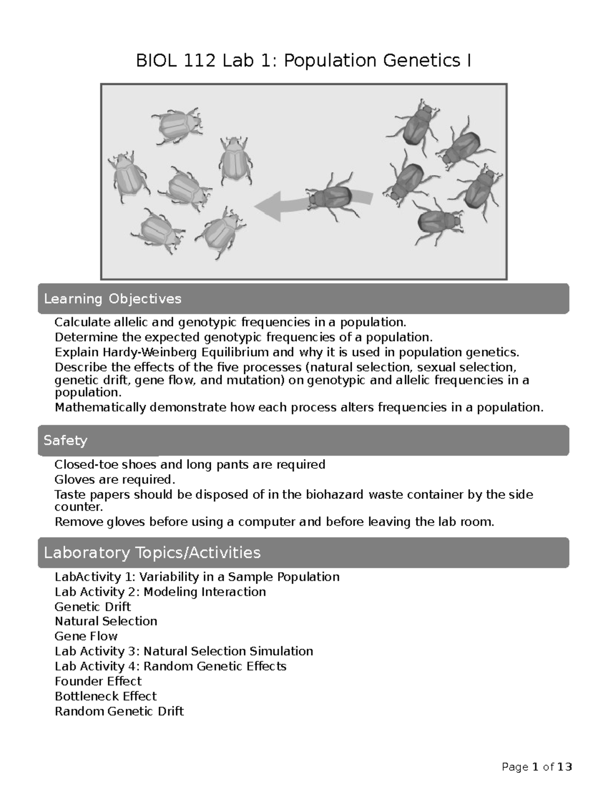 Copy of Lab 1 Pop Gen I Protocoland Datasheet v2 - BIOL 112 Lab 1 ...