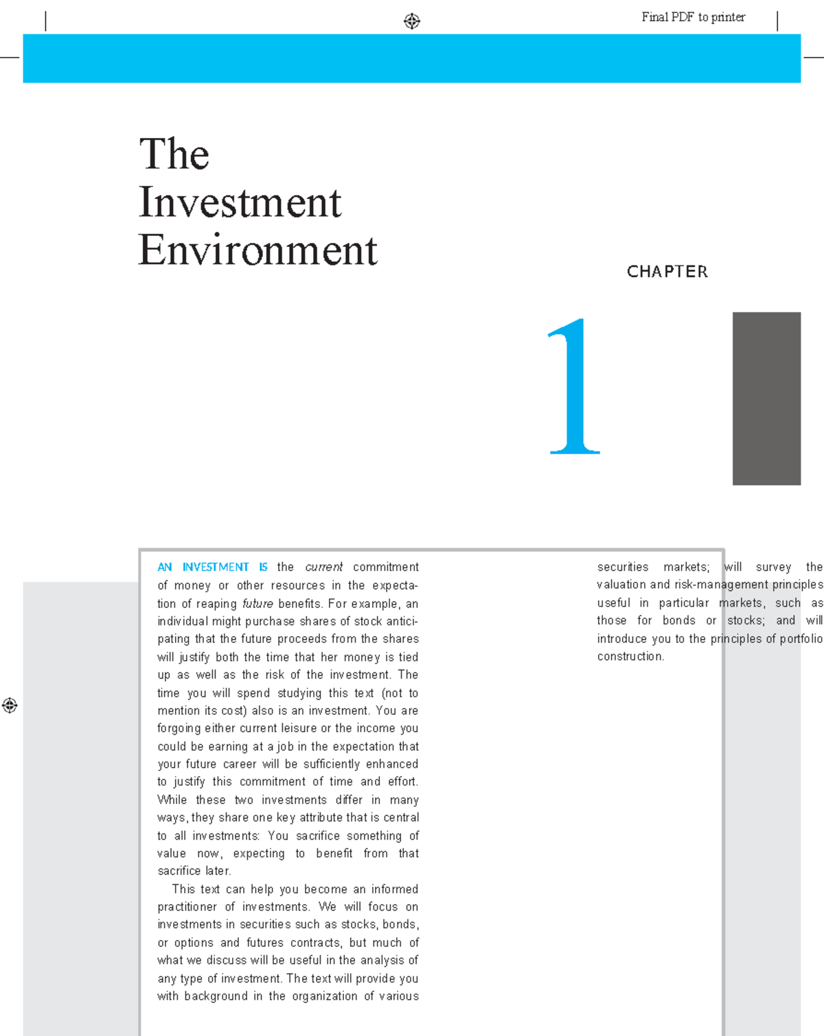 Final Exam Notes: The Investment Environment (FIN 101) - Studocu