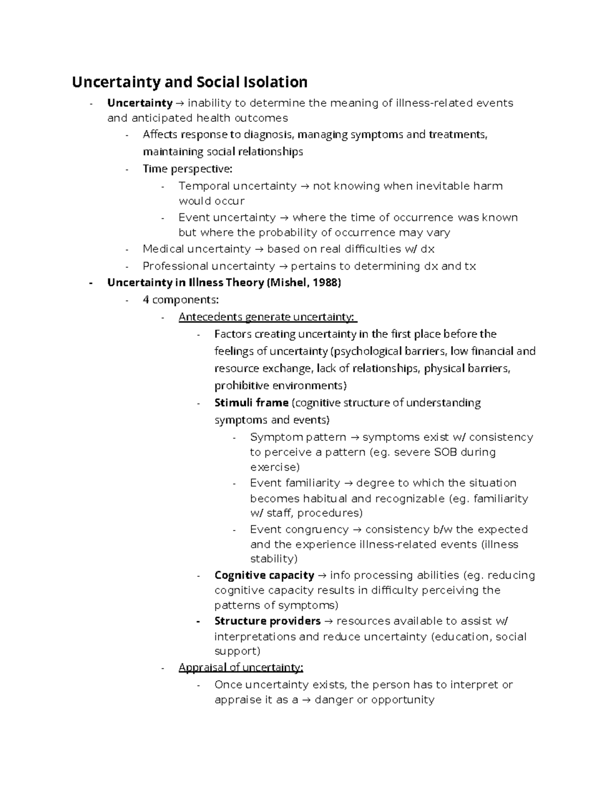 Week 6 Lecture: Uncertainty and Social Isolation in Health Contexts ...