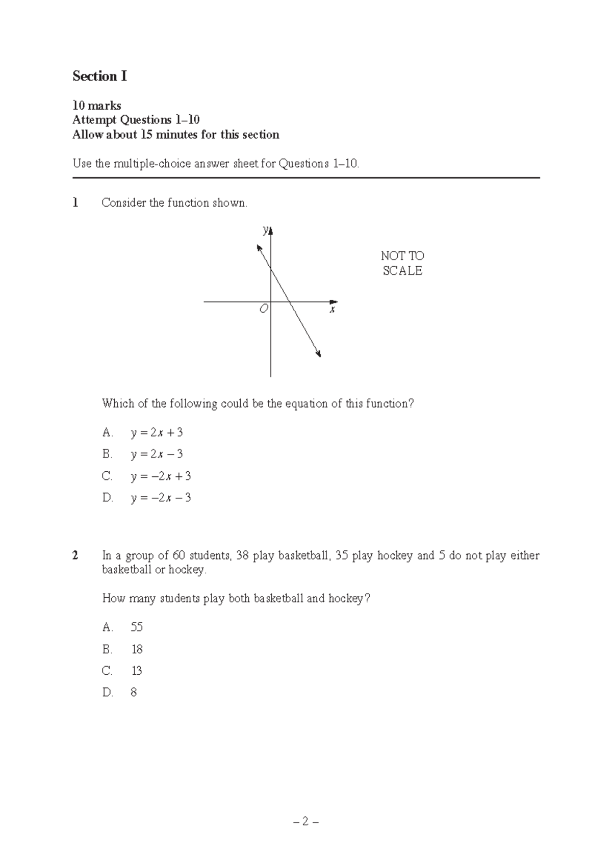 HSC Maths Exam Paper 2024 - Section I Questions and Answers - Studocu