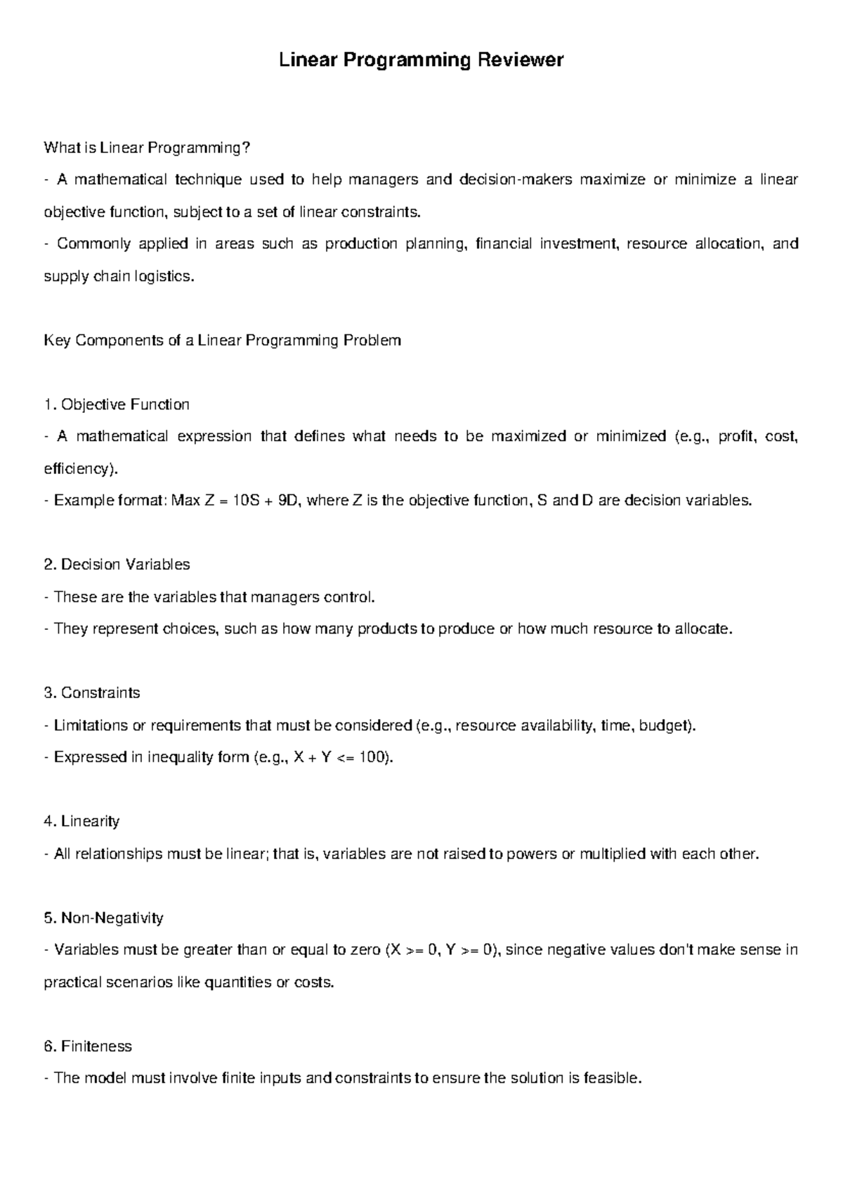 Linear Programming (LP) Concepts & Problem-Solving Guide - Studocu
