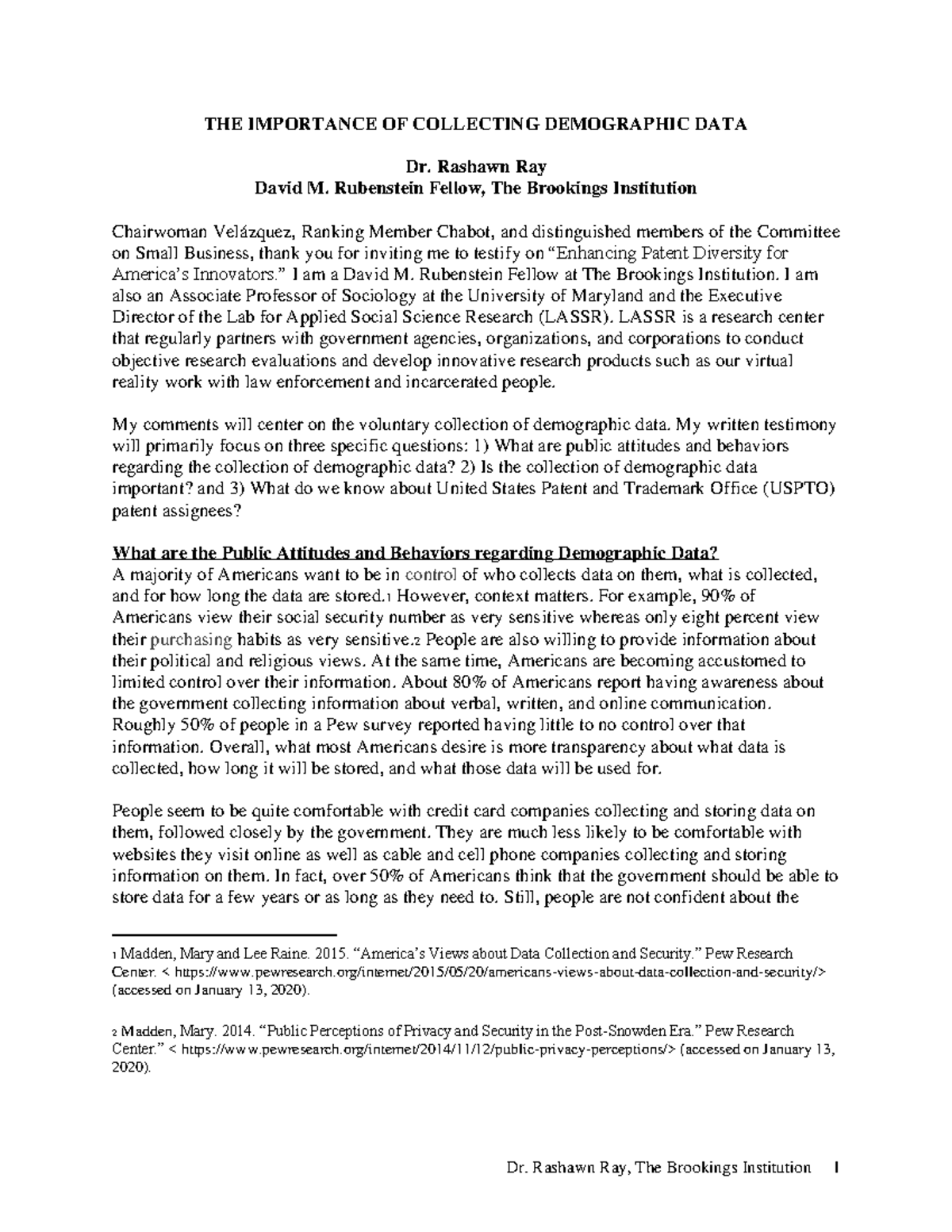 Demographic Data Collection and Patent Diversity: Insights and ...