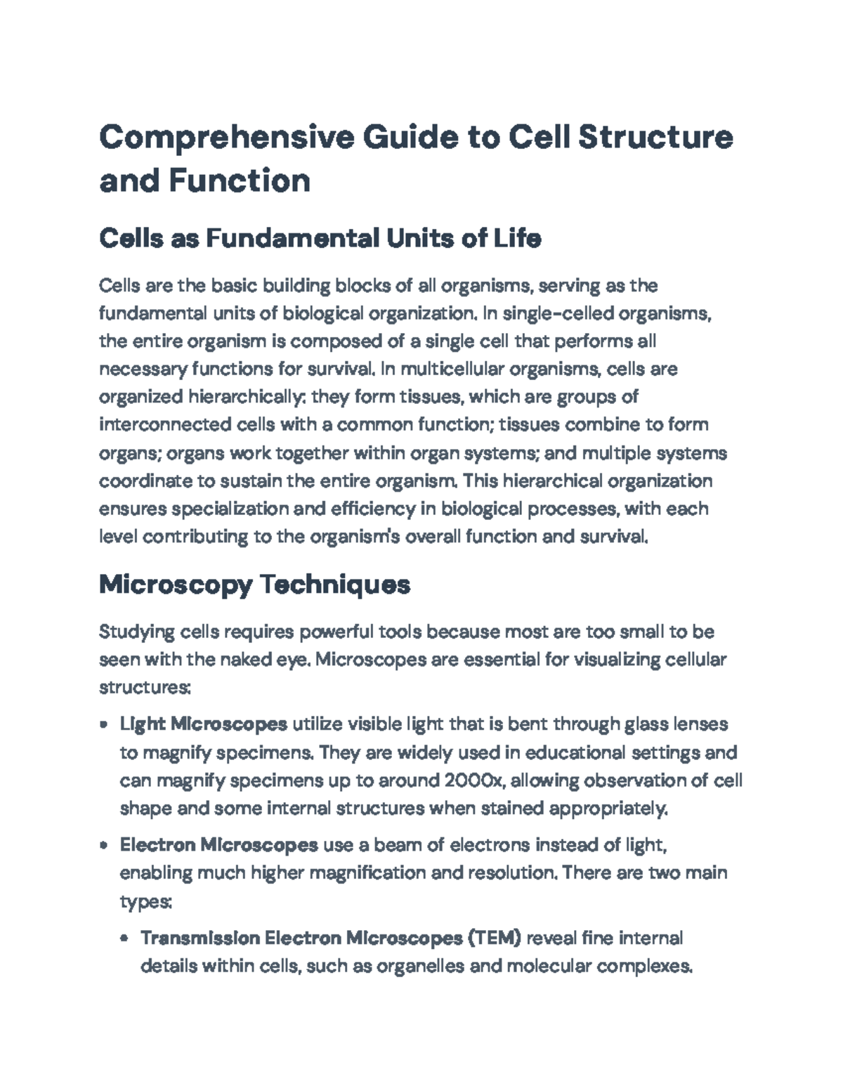 Comprehensive Guide to Cell Structure & Function - Bio 101 Final Exam ...