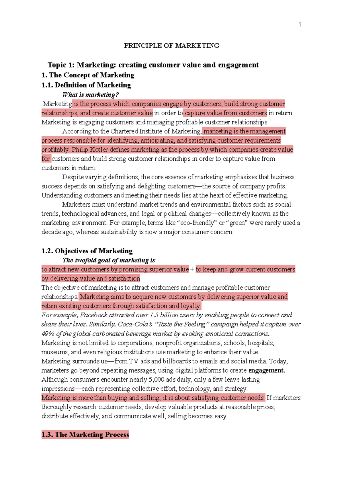 Principle of Marketing (MKT101): Creating Customer Value & Engagement ...