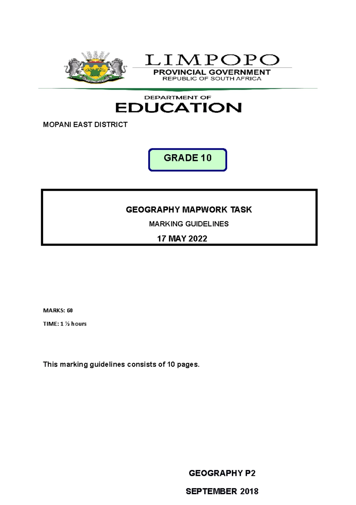 Geography Grade 10 Mapwork Task 17 May 2022 Mopani East District Geography Mapwork Task 17 May Geography Grade 10 Mapwork Task 17 May 2022 Mopani East District Geography Mapwork Task 17 May