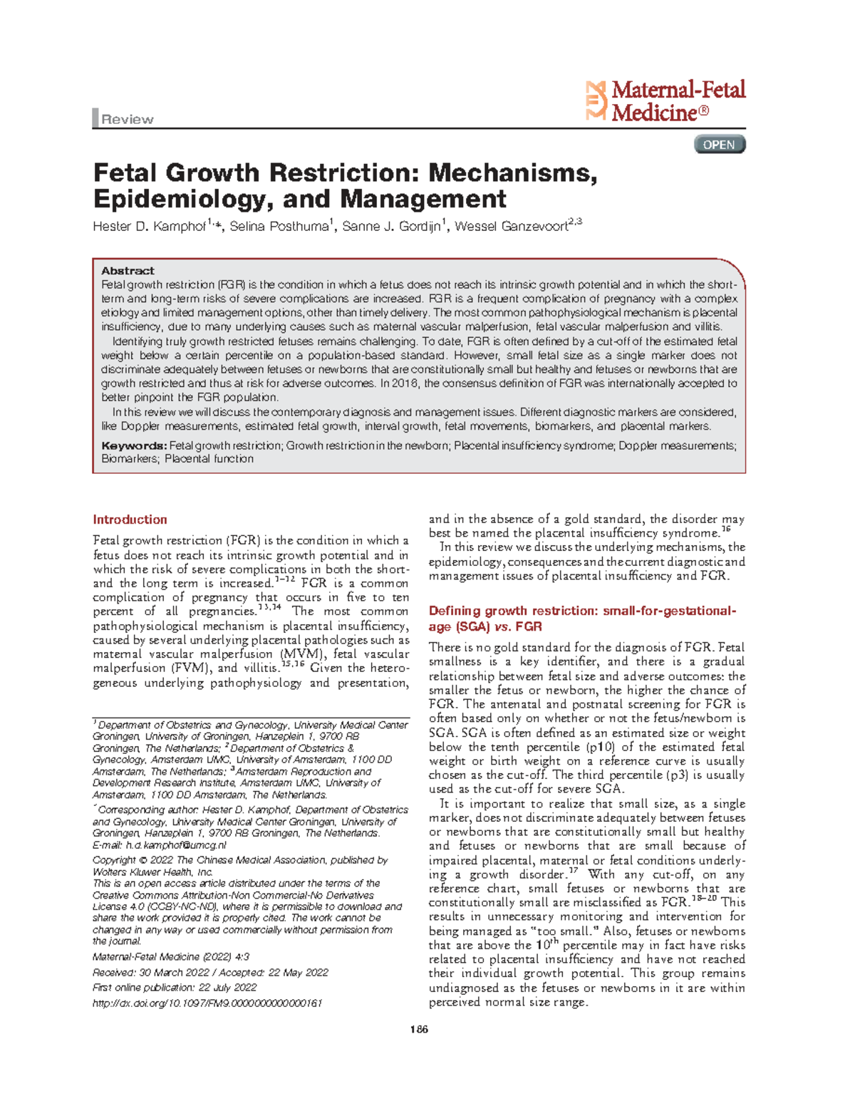 FGR 101: Mechanisms, Epidemiology, and Management of Fetal Growth ...